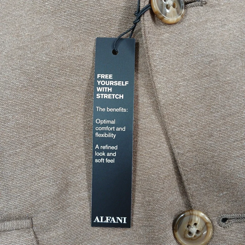 Alfani Heathered Knit Blazer Mens Small‎ Brown Modern-Fit Stretch Sport Coat NEW